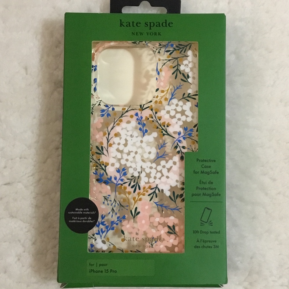 Kate Spade Green and Blue Floral iPhone 15 Pro Case New in Box